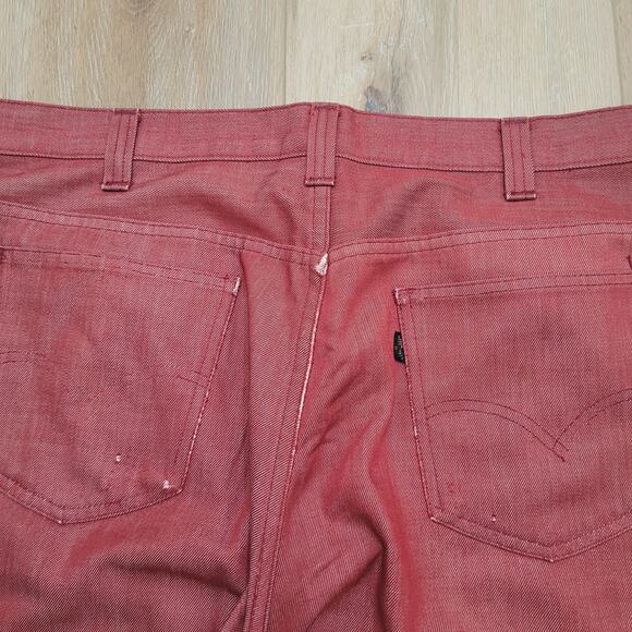 Vintage 70s Levi's Sta-Prest Flare Jeans 38x29 Talon Zip Disco Red Big-E - Picture 9 of 14